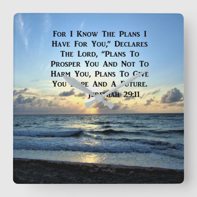BEAUTIFUL BLUE SKIES JEREMIAH 29:11 PHOTO SQUARE WALL CLOCK (Front)
