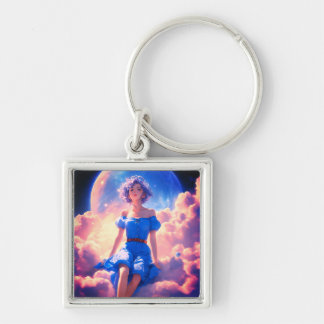 Beautiful blue skin anime model premium keychain