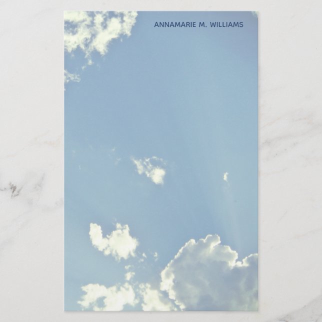 Beautiful Blue Sky Clouds Stationery (Front)