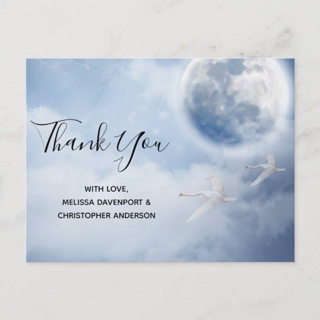 Beautiful Blue Sky with Flying Swans Postcard (Front)