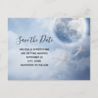 Beautiful Blue Sky with Flying Swans Save the Date