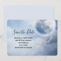 Beautiful Blue Sky with Flying Swans Wedding