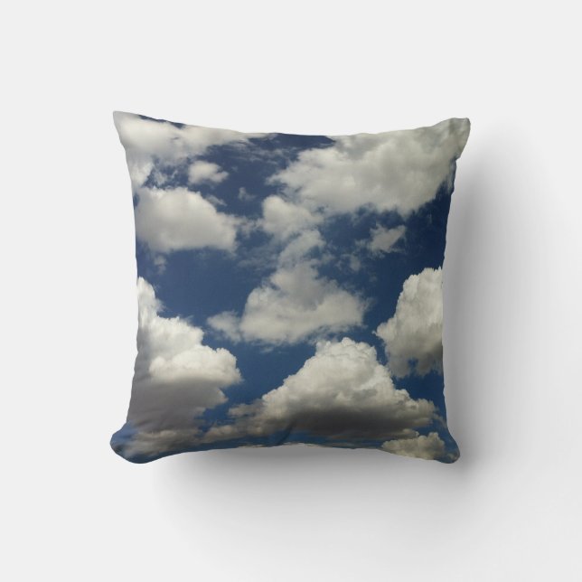 Beautiful Blue sky with Puffy Clouds Pillow (Front)