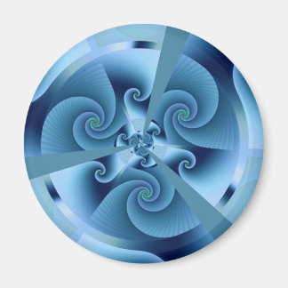 Beautiful Blue Spiral Fine Fractal Art Magnet