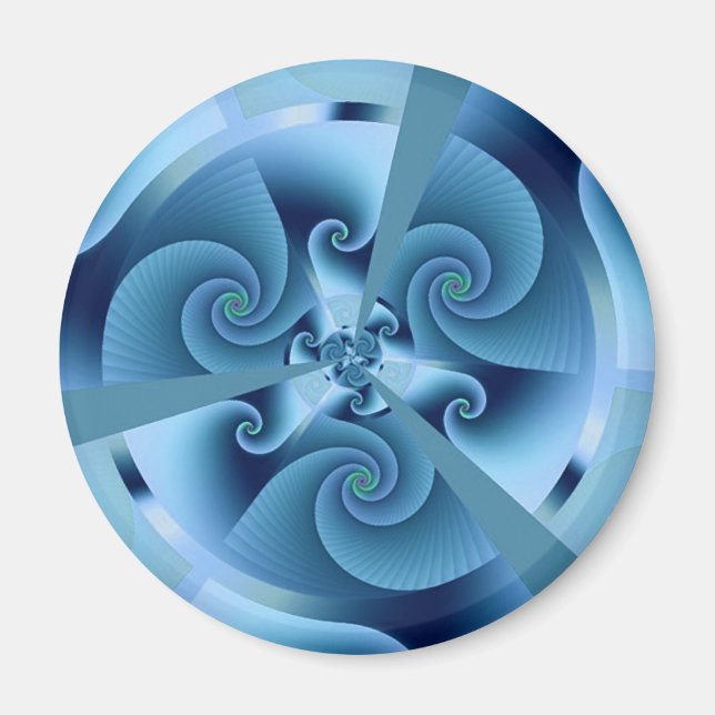 Beautiful Blue Spiral Fine Fractal Art Magnet (Front)