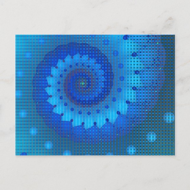 Beautiful Blue Spiral Fine Fractal Art Postcard (Front)