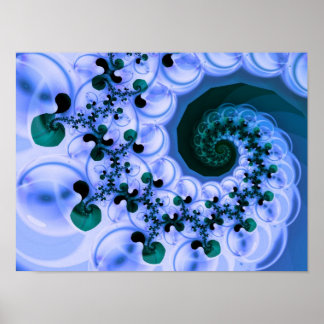 Beautiful Blue Spiral Fine Fractal Art Poster