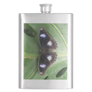 Beautiful Blue Spotted Butterfly Flask