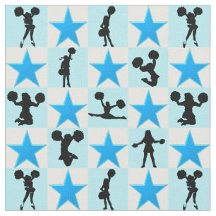 BEAUTIFUL BLUE STAR CHEERLEADING FABRIC