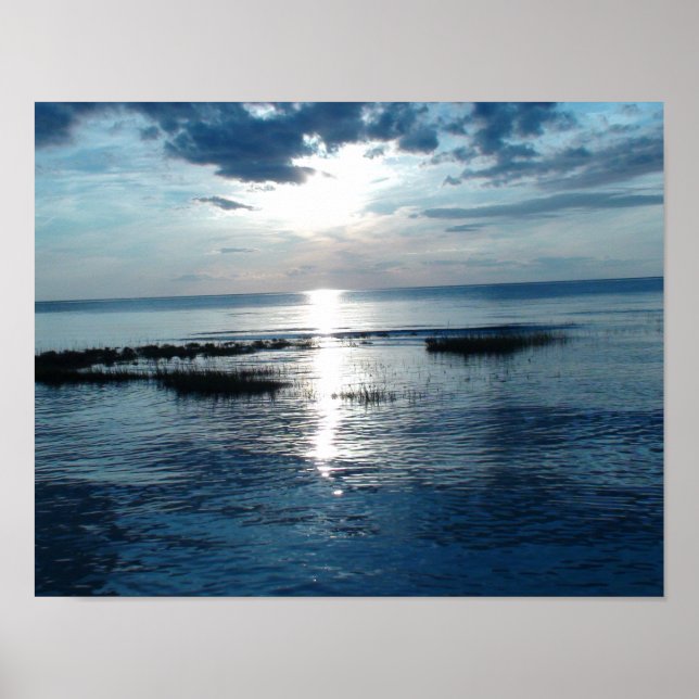Beautiful Blue Sunset at Cape Cod Beach Poster (Front)