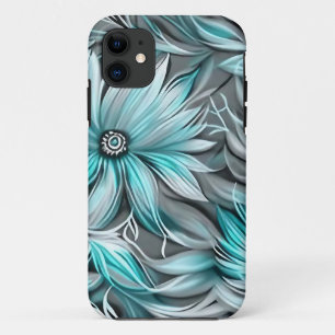Beautiful Blue Teal Floral Print Case-Mate iPhone Case