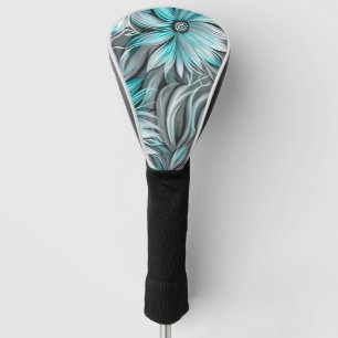 Beautiful Blue Teal Floral Print Golf Head Cover