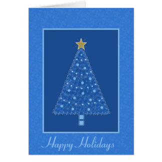 Beautiful Blue Tree Custom Chritmas Card