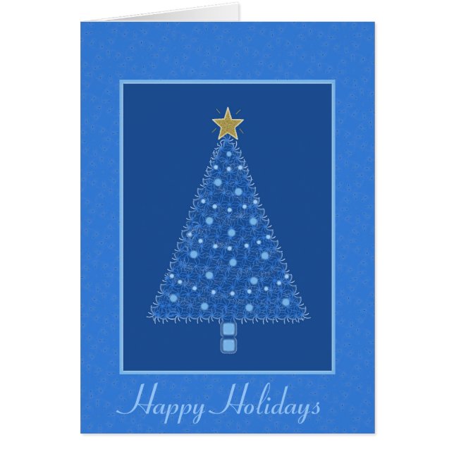 Beautiful Blue Tree Custom Chritmas Card (Front)