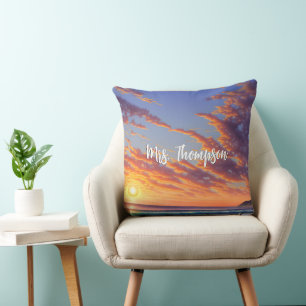 Beautiful Blue Turquoise Ocean Sunset Cushion
