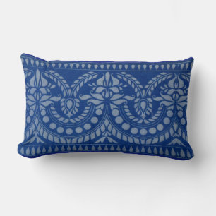beautiful blue Victorian decor print Lumbar Cushion
