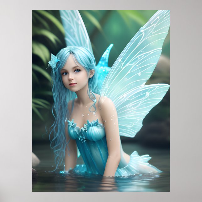 Beautiful Blue Water Fairy Poster (Front)
