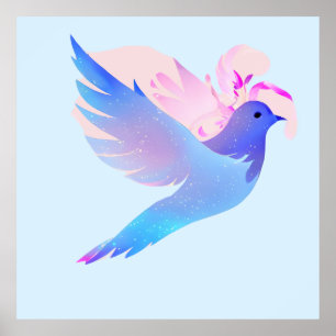 Beautiful Blue Watercolor Dove Poster