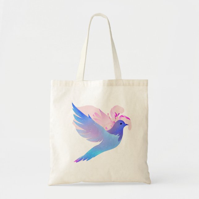 Beautiful Blue Watercolor Dove Tote Bag (Front)