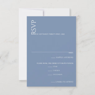 Beautiful Blue Wedding RSVP Card