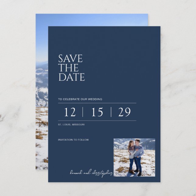 Beautiful Blue Wedding Save The Date (Front/Back)