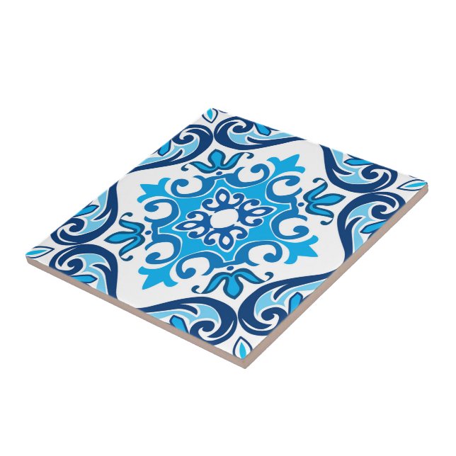 💙🤍 Beautiful blue - white Azulejos X,  Ceramic T Tile (Side)