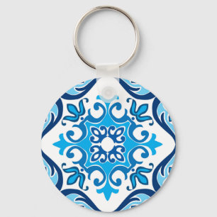 💙🤍 Beautiful blue - white Azulejos X, Key Ring