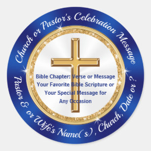 Beautiful Blue White Gold Custom, Church Stickers