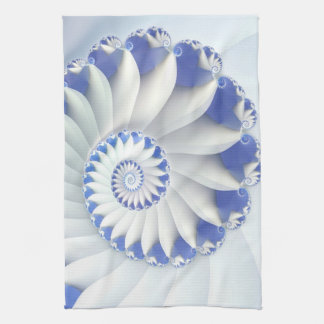 Beautiful Blue & White Sea Shell Abstract Art Tea Towel