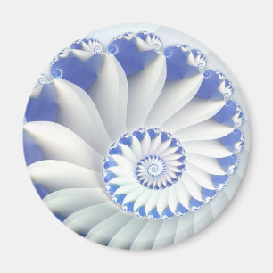Beautiful Blue & White Sea Shell Fine Fractal Art Magnet
