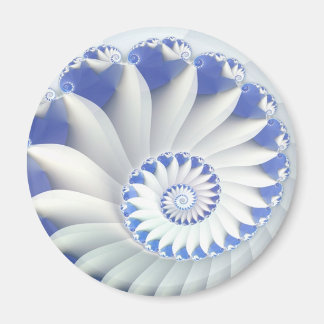 Beautiful Blue & White Sea Shell Fine Fractal Art Magnet