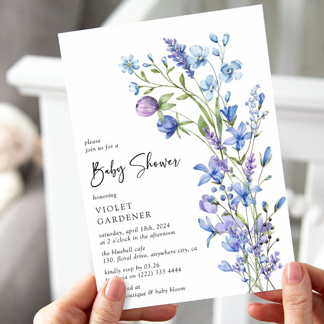 Beautiful Blue Wildflower Baby Shower Invitation (Creator Uploaded)