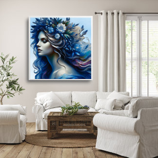 Beautiful Blue Woman Trendy Art Poster