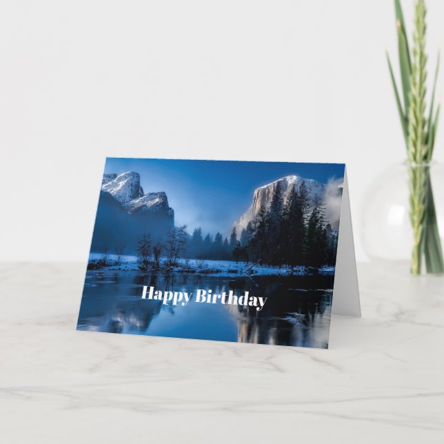 Beautiful Blue Yellowstone Photo Birthday Card (Front)