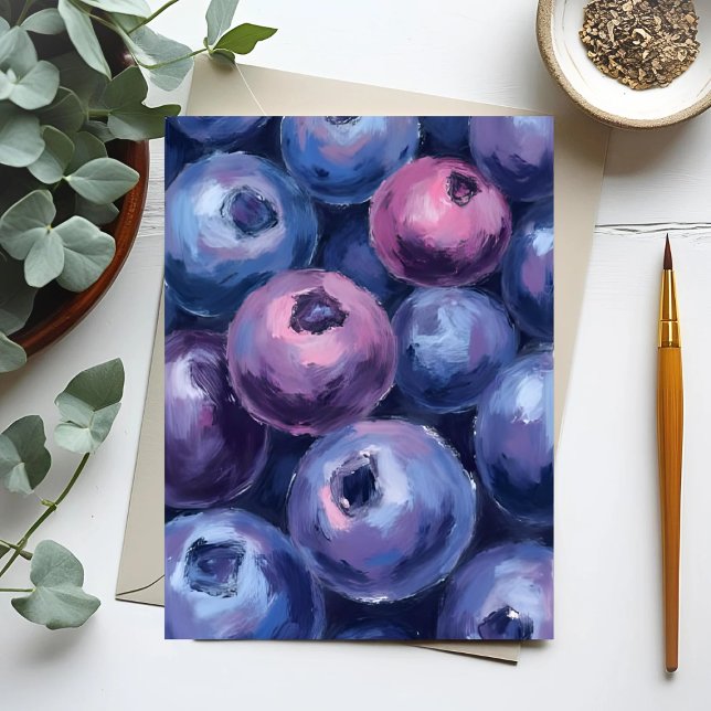 Beautiful Blueberries | Fruit Painting Postcard (Creator Uploaded)