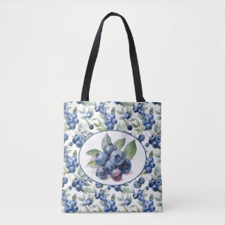 Beautiful Blueberries watercolor art Tote Bag