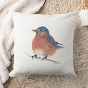 Beautiful Bluebird Watercolor Art Decor Cushion