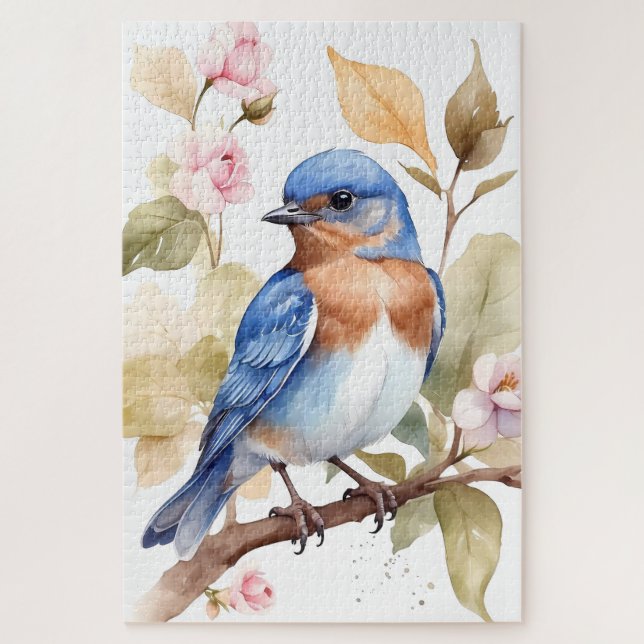 Beautiful Bluebird Watercolor Painting Jigsaw Puzzle (Vertical)