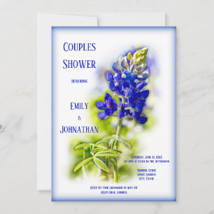 Beautiful Bluebonnet Floral, Modern Couples Shower Invitation