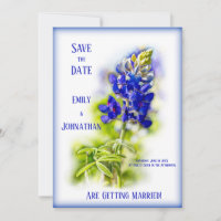 Beautiful Bluebonnet Floral, Modern, Save the Date