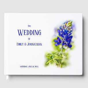 Beautiful Bluebonnet Floral, Modern Wedding, Guest Book