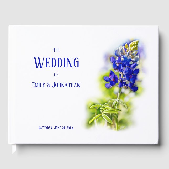 Beautiful Bluebonnet Floral, Modern Wedding, Guest Guest Book (Front)