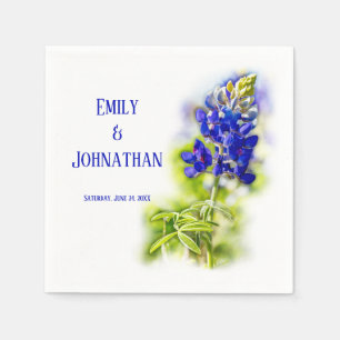 Beautiful Bluebonnet Floral, Modern Wedding, Napkin