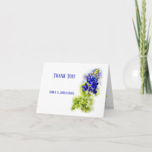 Beautiful Bluebonnet Floral, Modern Wedding, Thank You Card