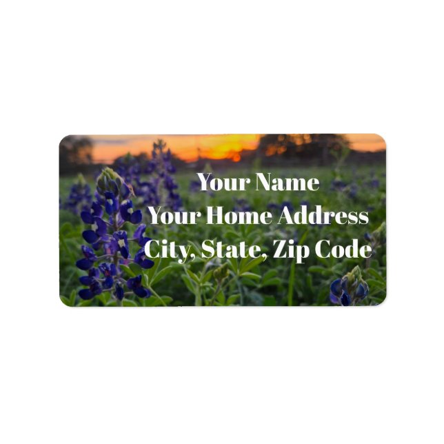 Beautiful Bluebonnet Flower Texas Sunest Label (Front)