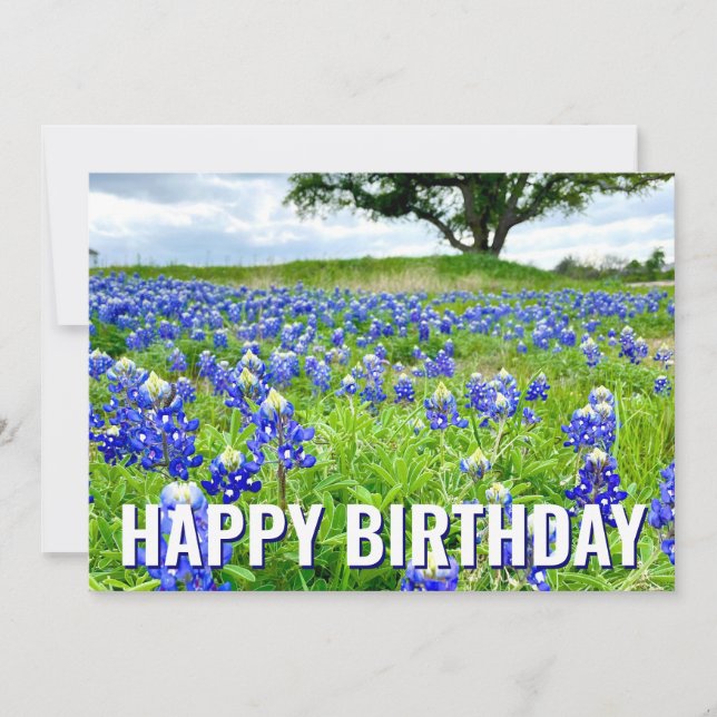 Beautiful Bluebonnets Photo Happy Birthday Card (Front)