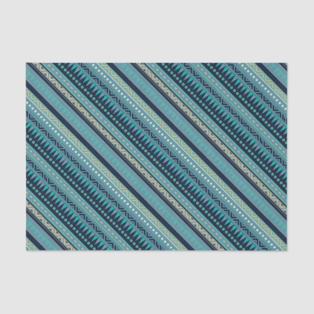 Beautiful Blues Geometric Stripe Tissue Paper (Front)