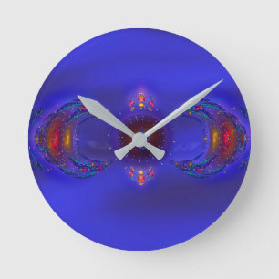 Beautiful Blues Timeless Time Piece Ajna - Silver Round Clock