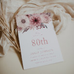 Beautiful Blush Boho Floral 80th Birthday Party Invitation<br><div class="desc">Beautiful Blush Boho Floral 80th Birthday Party Invitation
See our collection for many more invitations and matching items

Also available as a digital downloadable invitation.</div>