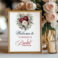 Beautiful Blush Burgundy Bridal Shower Welcome Sig